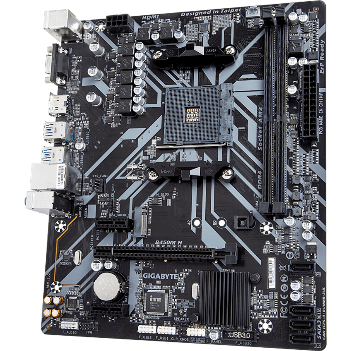 Placa Mãe Gigabyte B450M H, Chipset B450, AMD AM4, mATX, DDR4
