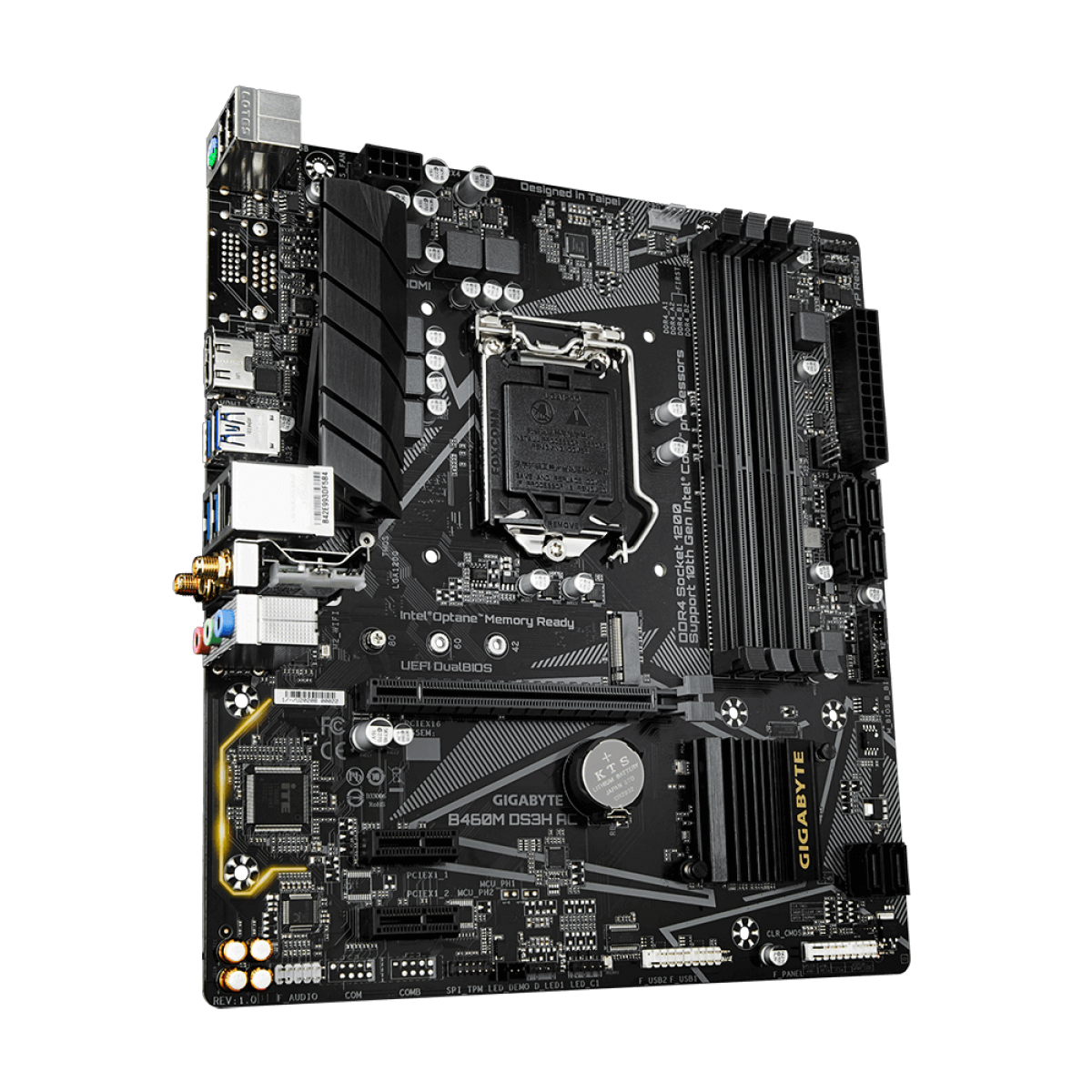 Placa Mãe Gigabyte B460M DS3H AC, Chipset B460, Intel LGA 1200, Wi-Fi, mATX, DDR4