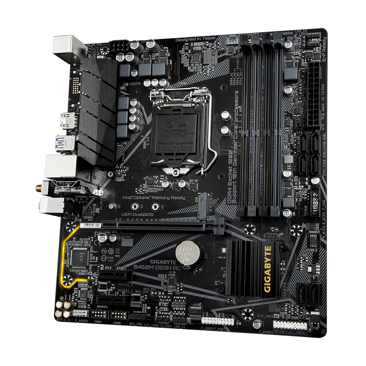 Placa Mãe Gigabyte B460M DS3H AC, Chipset B460, Intel LGA 1200, Wi-Fi, mATX, DDR4