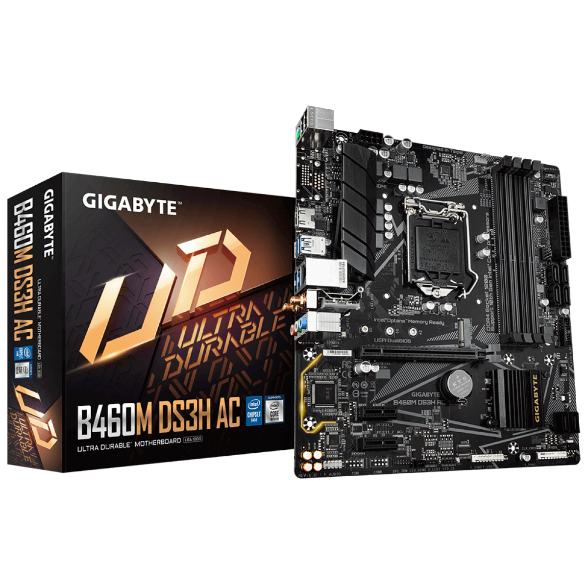 Placa Mãe Gigabyte B460M DS3H AC, Chipset B460, Intel LGA 1200, Wi-Fi, mATX, DDR4