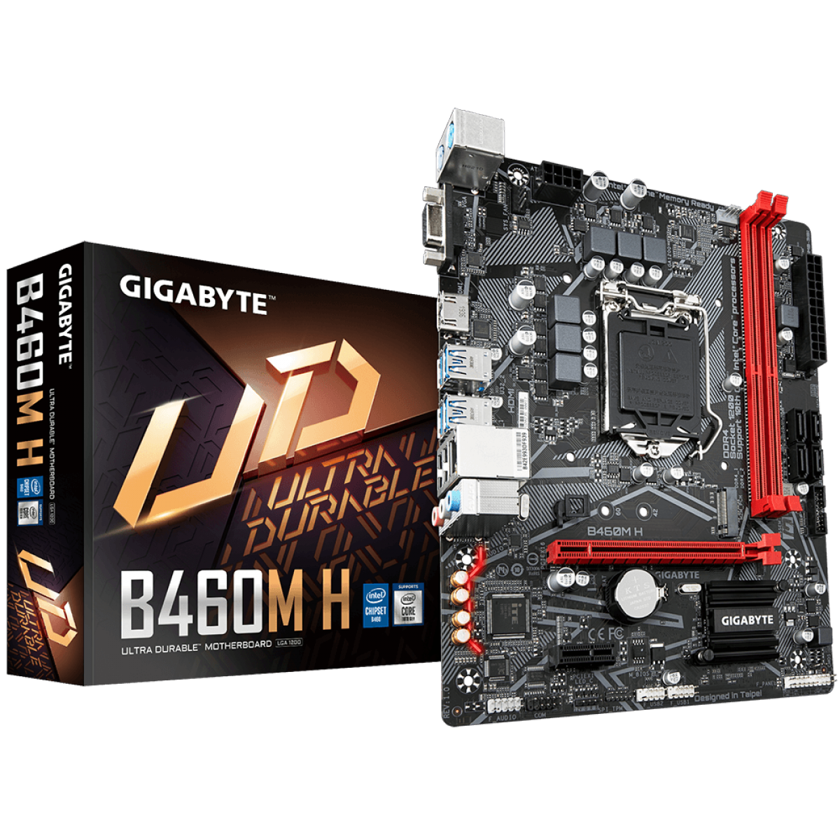 Placa Mãe Gigabyte B460M H, Chipset B460, Intel LGA 1200, mATX