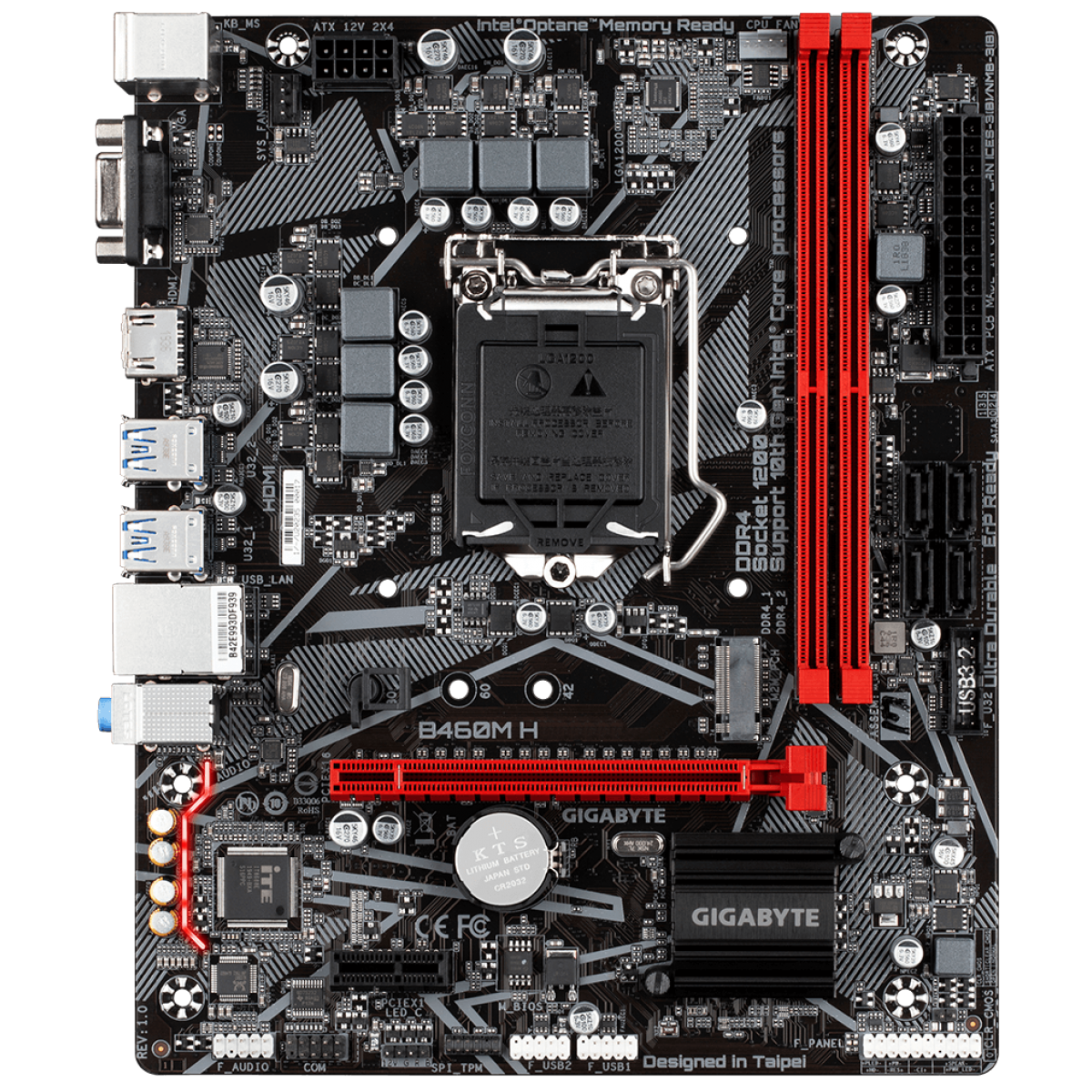 Placa Mãe Gigabyte B460M H, Chipset B460, Intel LGA 1200, mATX, DDR4, 9MB46MH-00-10