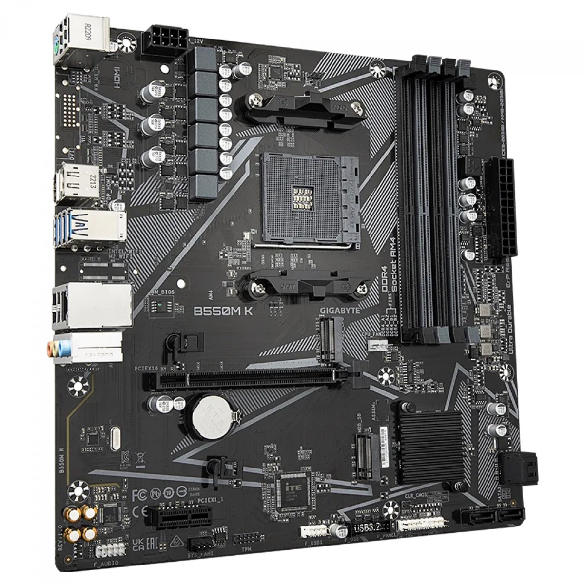 Placa Mãe Gigabyte B550M K, Chipset B550, AMD AM4, M-ATX, DDR4