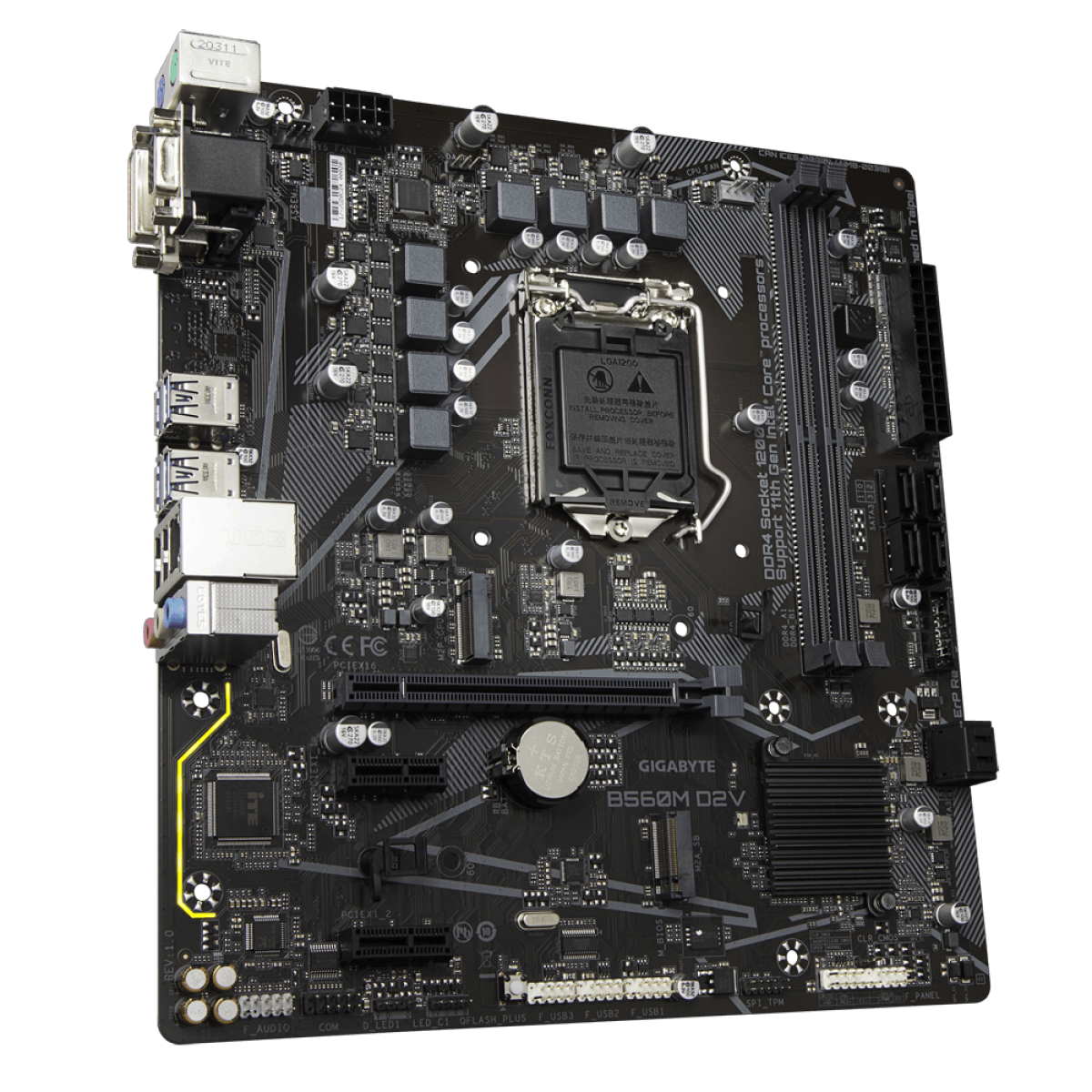 Placa Mãe Gigabyte B560M D2V, Chipset B560, LGA 1200, mATX, DDR4