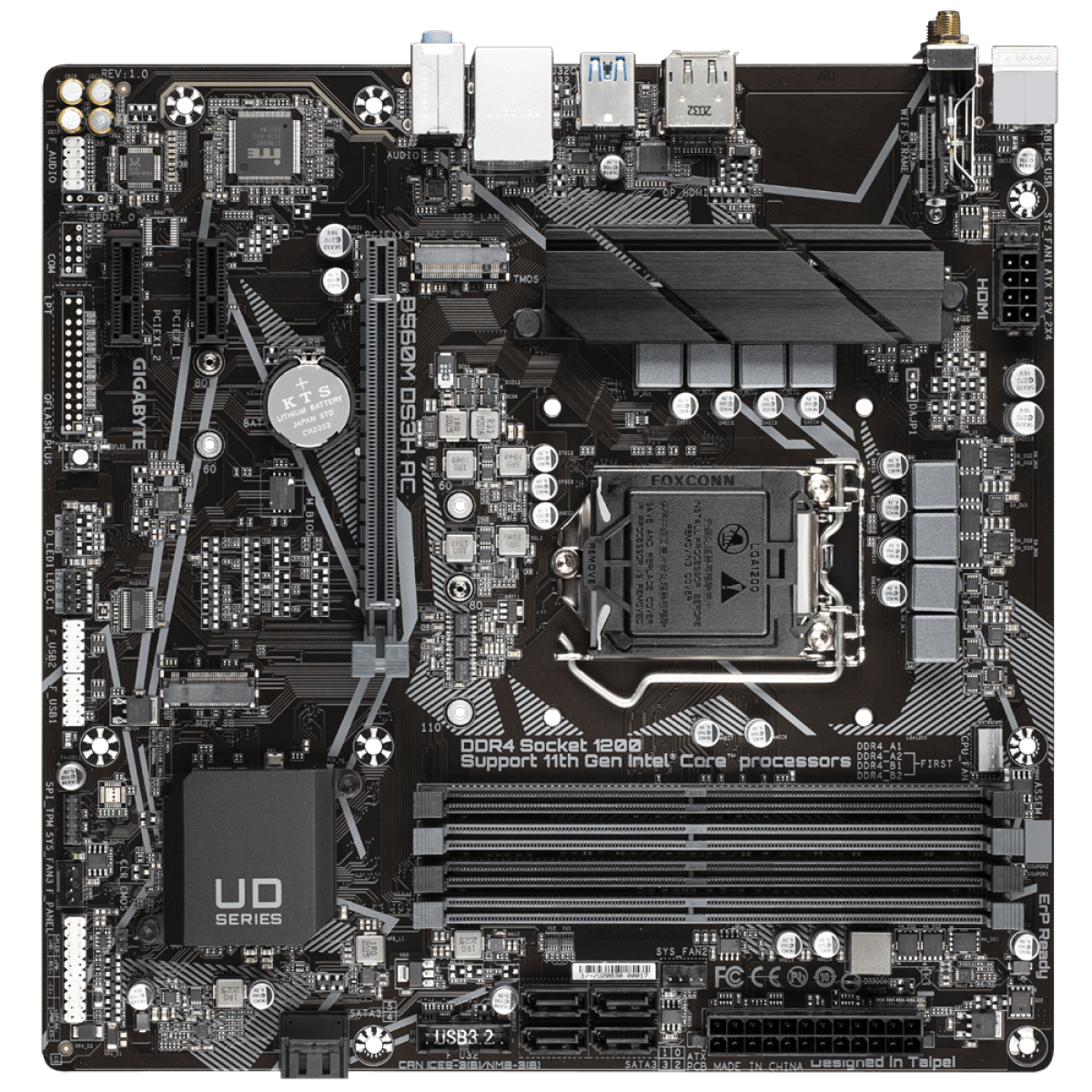 Placa Mãe Gigabyte B560M DS3H AC, Chipset B560, Intel LGA 1200, mATX, DDR4