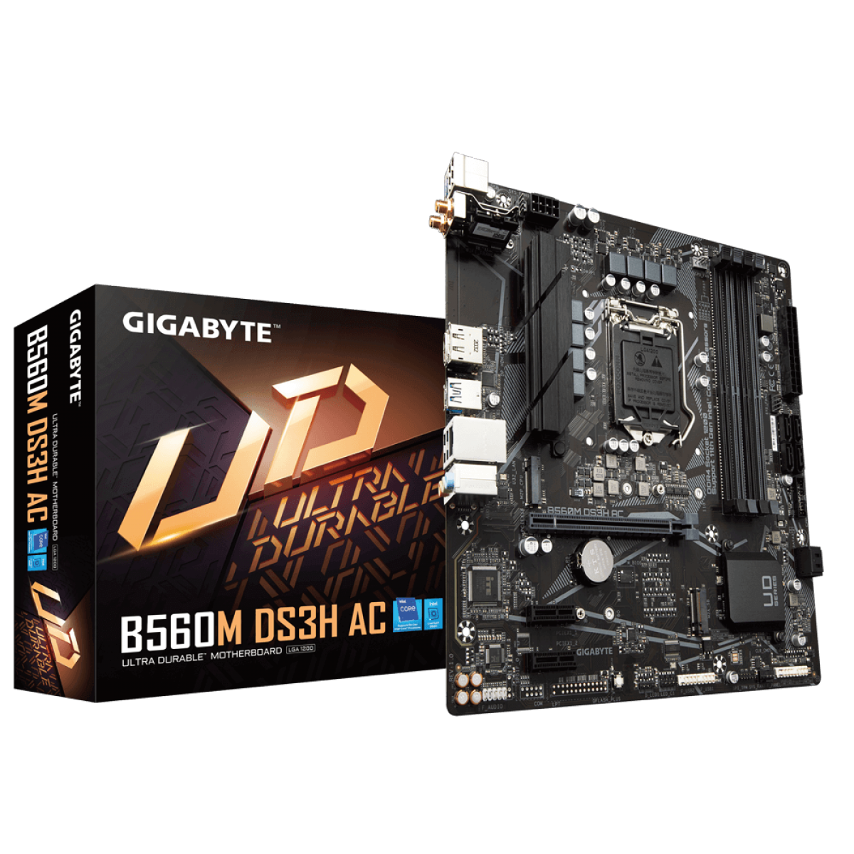 Placa Mãe Gigabyte B560M DS3H AC, Chipset B560, Intel LGA 1200, mATX, DDR4