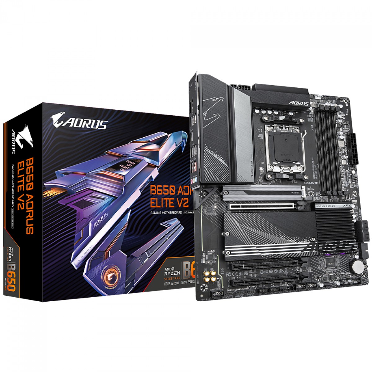 Placa Mãe Gigabyte B650 Aorus Elite V2, Chipset B650, AMD AM5, ATX, DDR5
