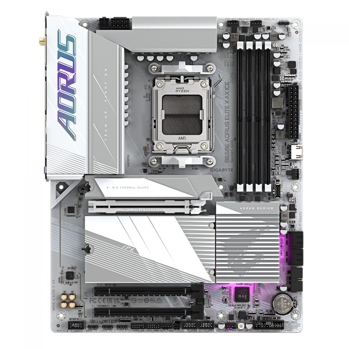 Placa Mãe Gigabyte B650E AORUS ELITE X AX ICE, Chipset B650, AMD AM5, ATX, DDR5
