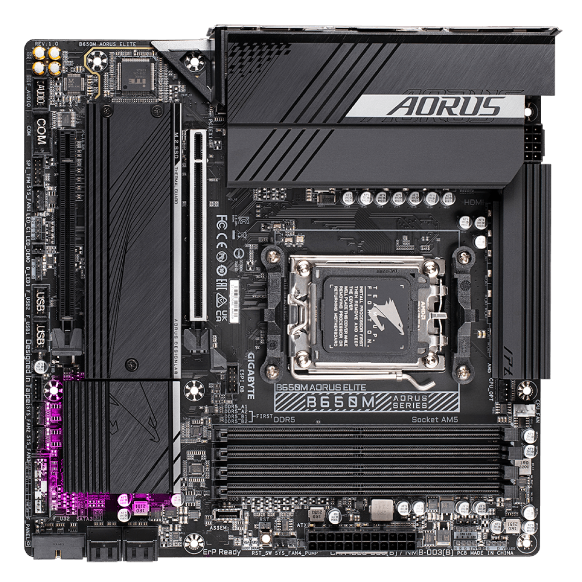 Placa Mãe Gigabyte B650M Aorus Elite, Chipset B650, AMD AM5, mATX, DDR5