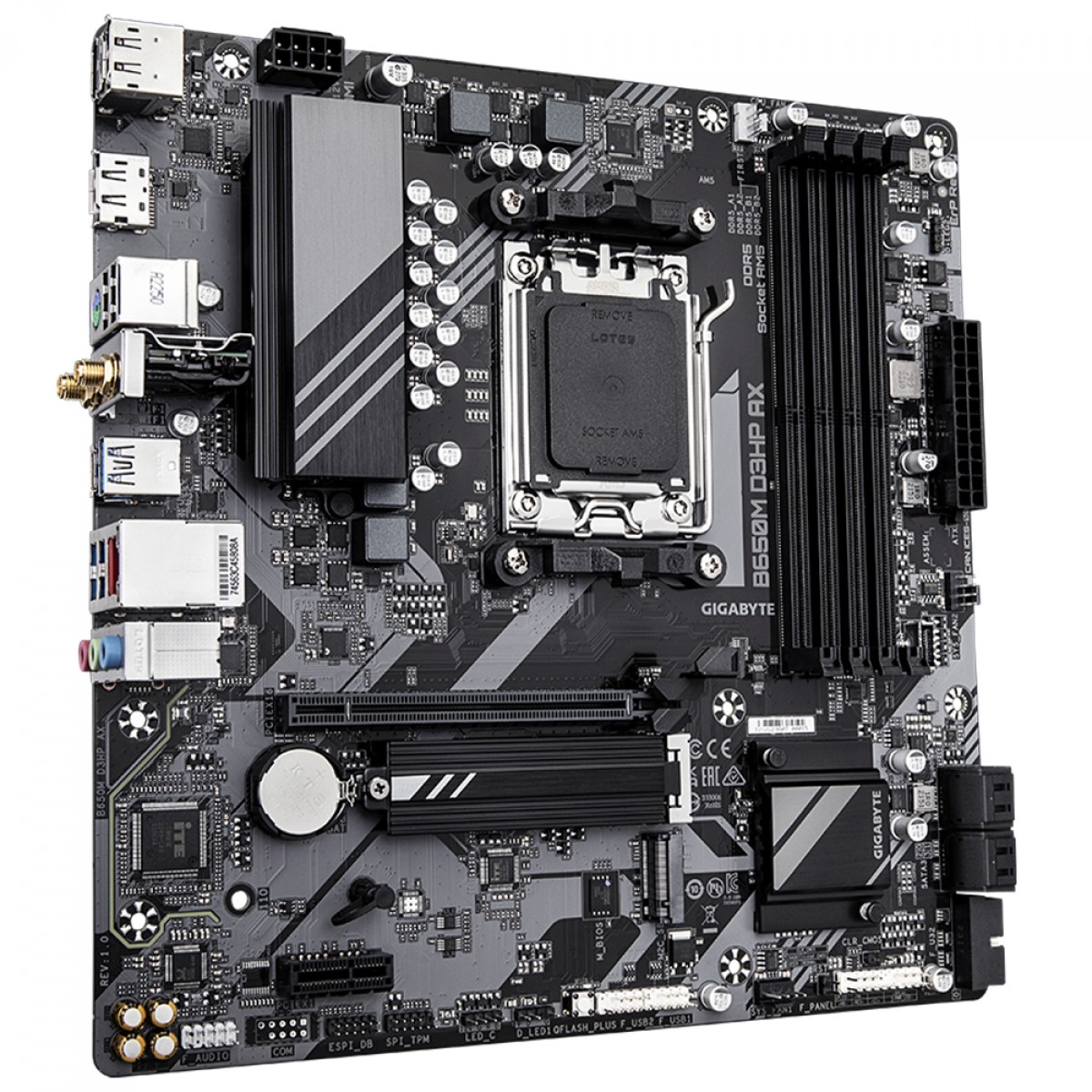 Placa Mãe Gigabyte B650M D3HP AX, WiFi6E, Chipset B650, AMD AM5, mATX, DDR5