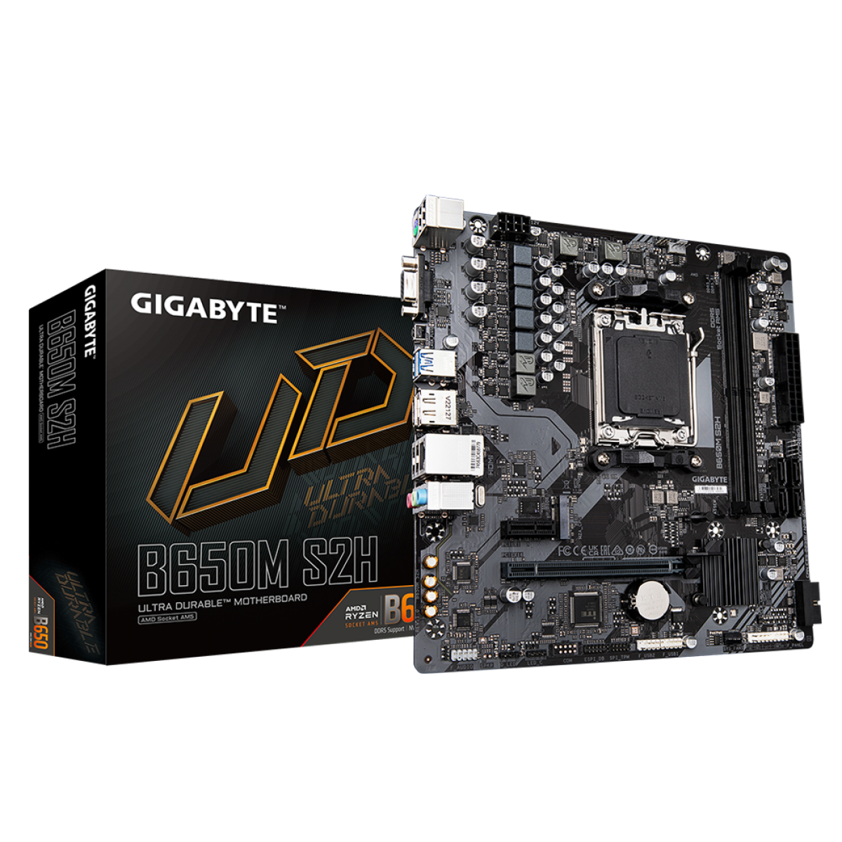 Placa Mãe Gigabyte B650M S2H, Chipset B650, AMD AM5, MATX, DDR5