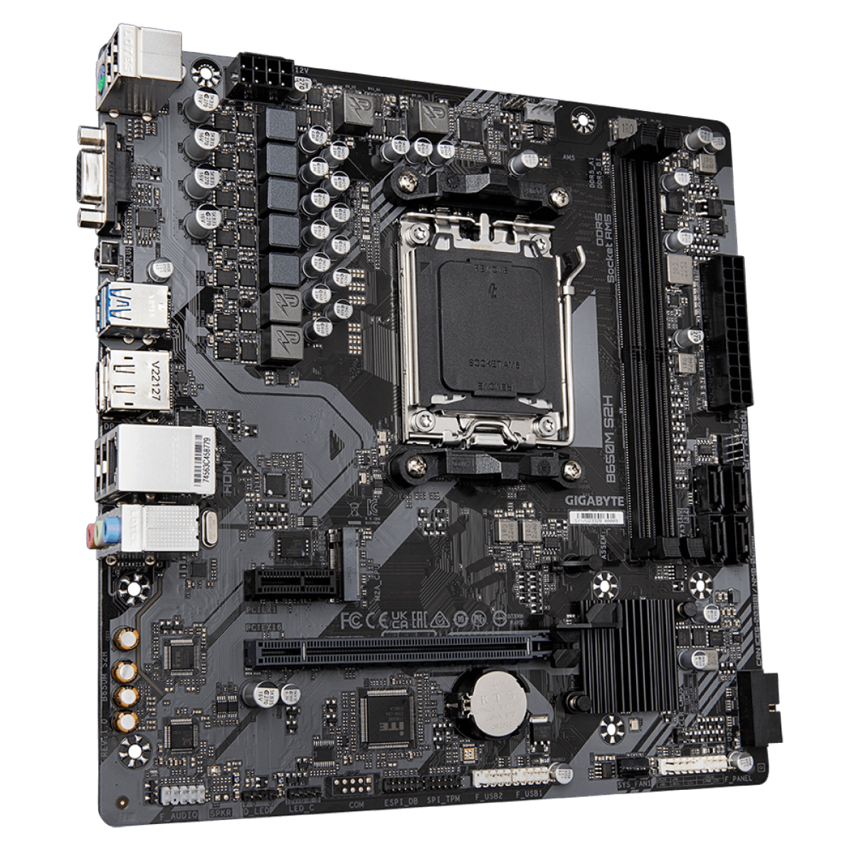 Placa Mãe Gigabyte B650M S2H, Chipset B650, AMD AM5, MATX, DDR5