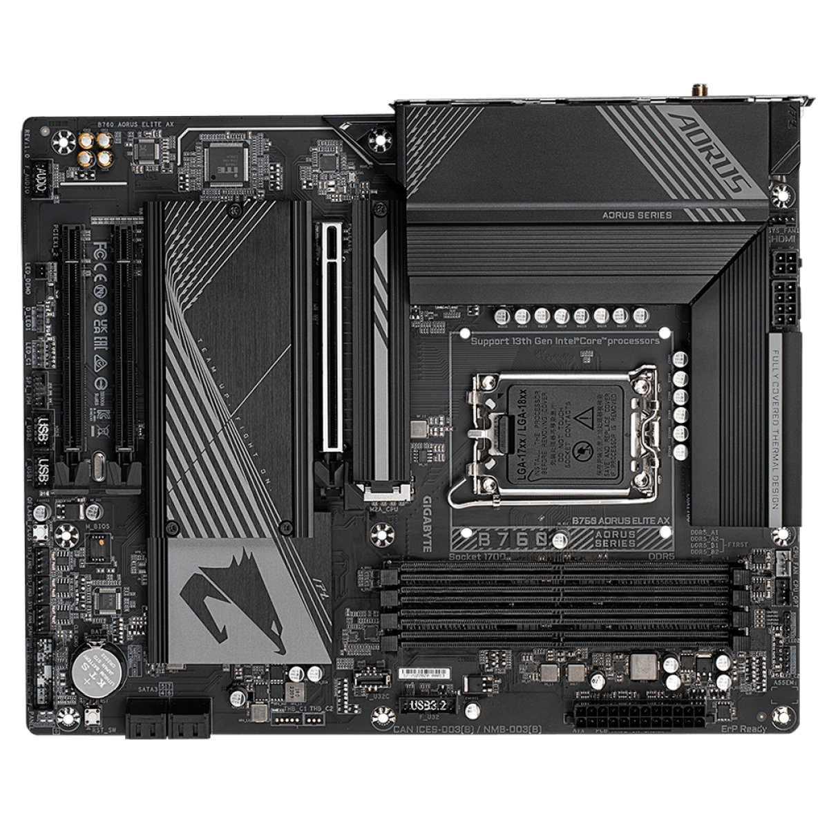 Placa Mãe Gigabyte B760 Aorus Elite AX, Chipset B760, Intel LGA 1700, ATX, DDR5