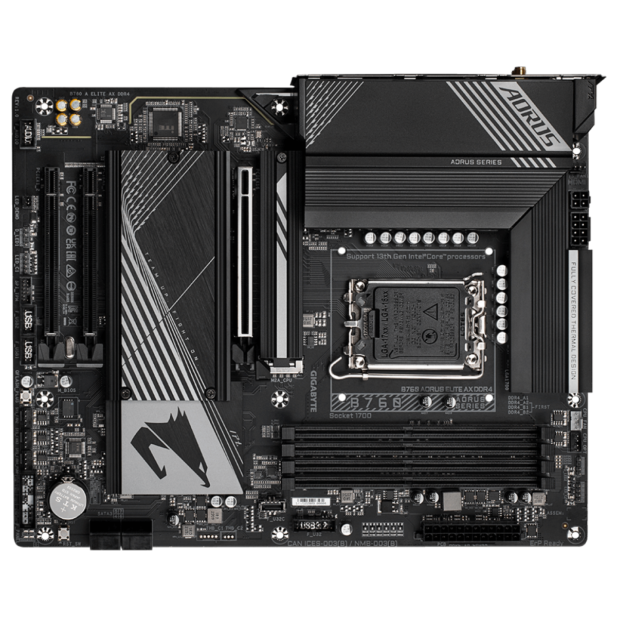 Placa Mãe Gigabyte B760 Aorus Elite AX DDR4, WiFi, Chipset B760, Intel LGA 1700, ATX, DDR4