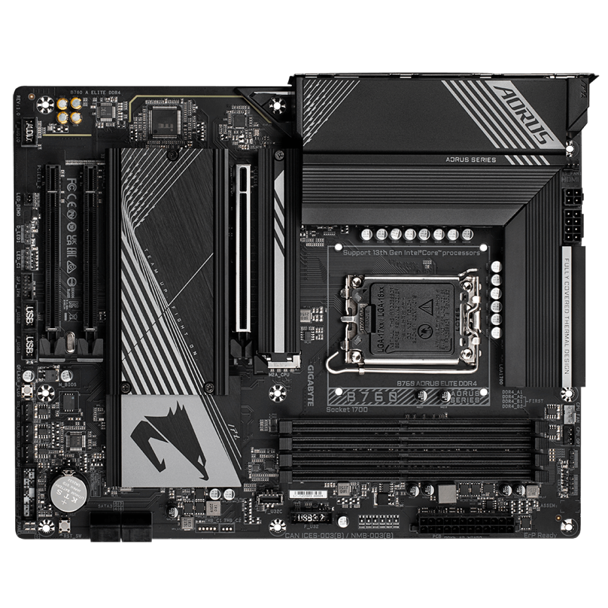 Placa Mãe Gigabyte B760 Aorus Elite DDR4, Chipset B760, Intel LGA 1700, ATX, DDR4