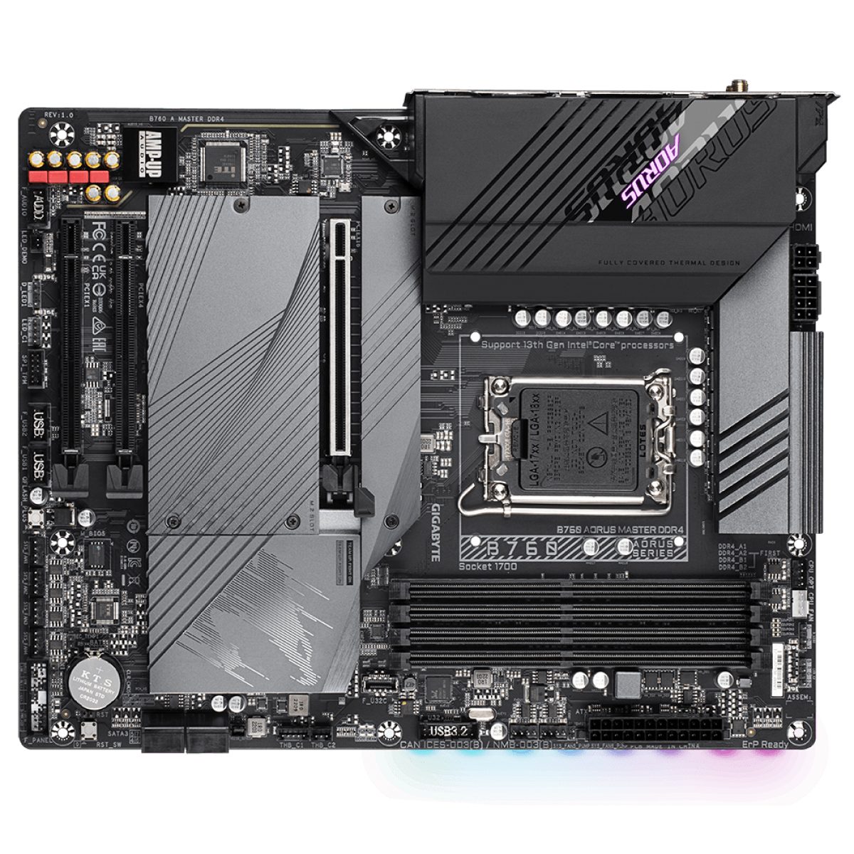 Placa Mãe Gigabyte B760 Aorus Master DDR4, Chipset B760, Intel LGA 1700, ATX, DDR4