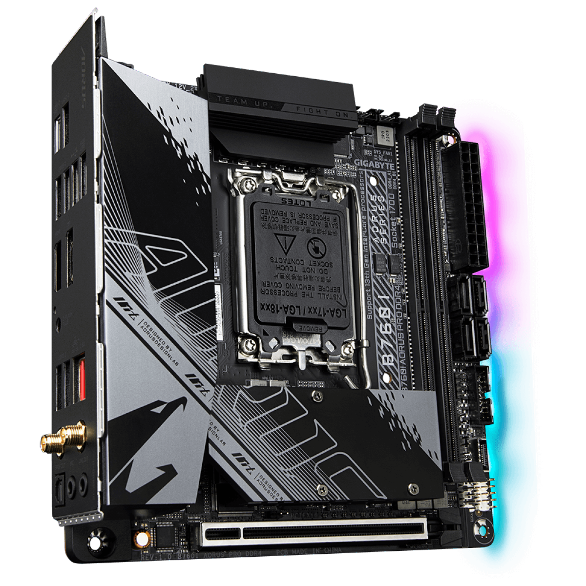 Placa Mãe Gigabyte B760I Aorus Pro DDR4, WIFI, Chipset B760, Intel LGA 1700, M-ITX, DDR4