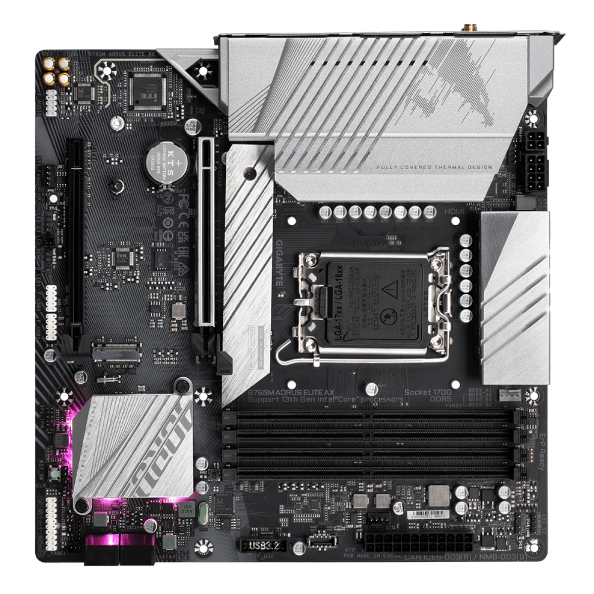 Placa Mãe Gigabyte B760M Aorus Elite AX, Wi-Fi, Chipset B760, Intel LGA 1700, mATX, DDR5