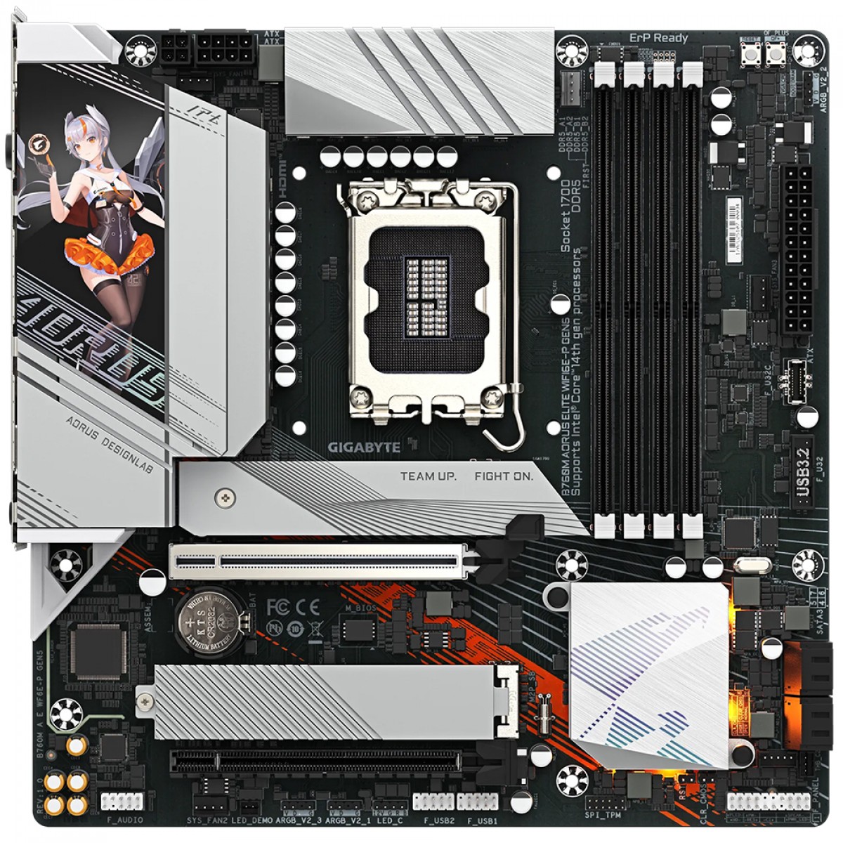 Placa Mãe Gigabyte B760M AORUS ELITE WIFI6E-P GEN5, Chipset B760, Intel LGA 1700, mATX, DDR5