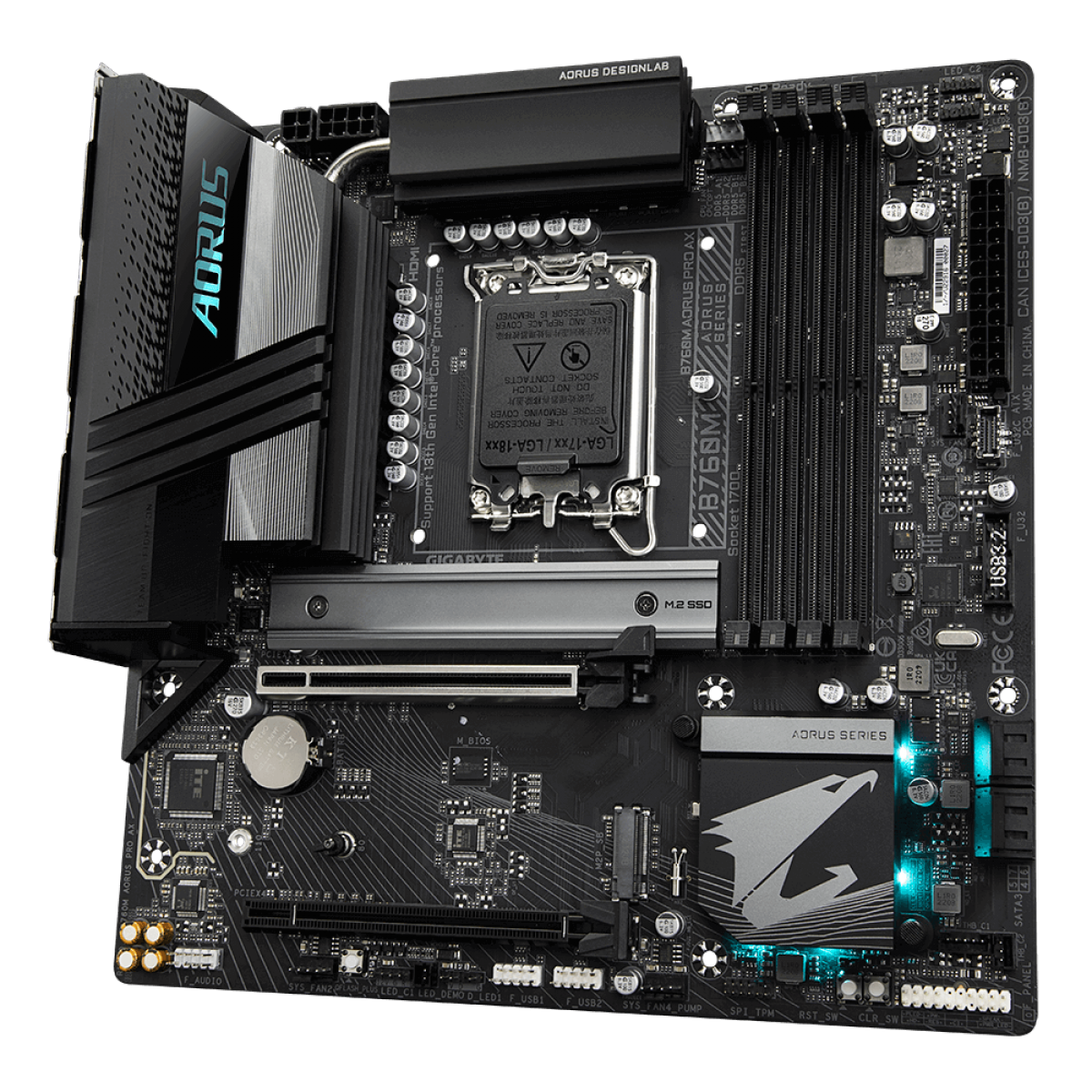 Placa Mãe Gigabyte B760M Aorus Pro AX, Wi-Fi, Chipset B760, Intel LGA 1700, mATX, DDR5