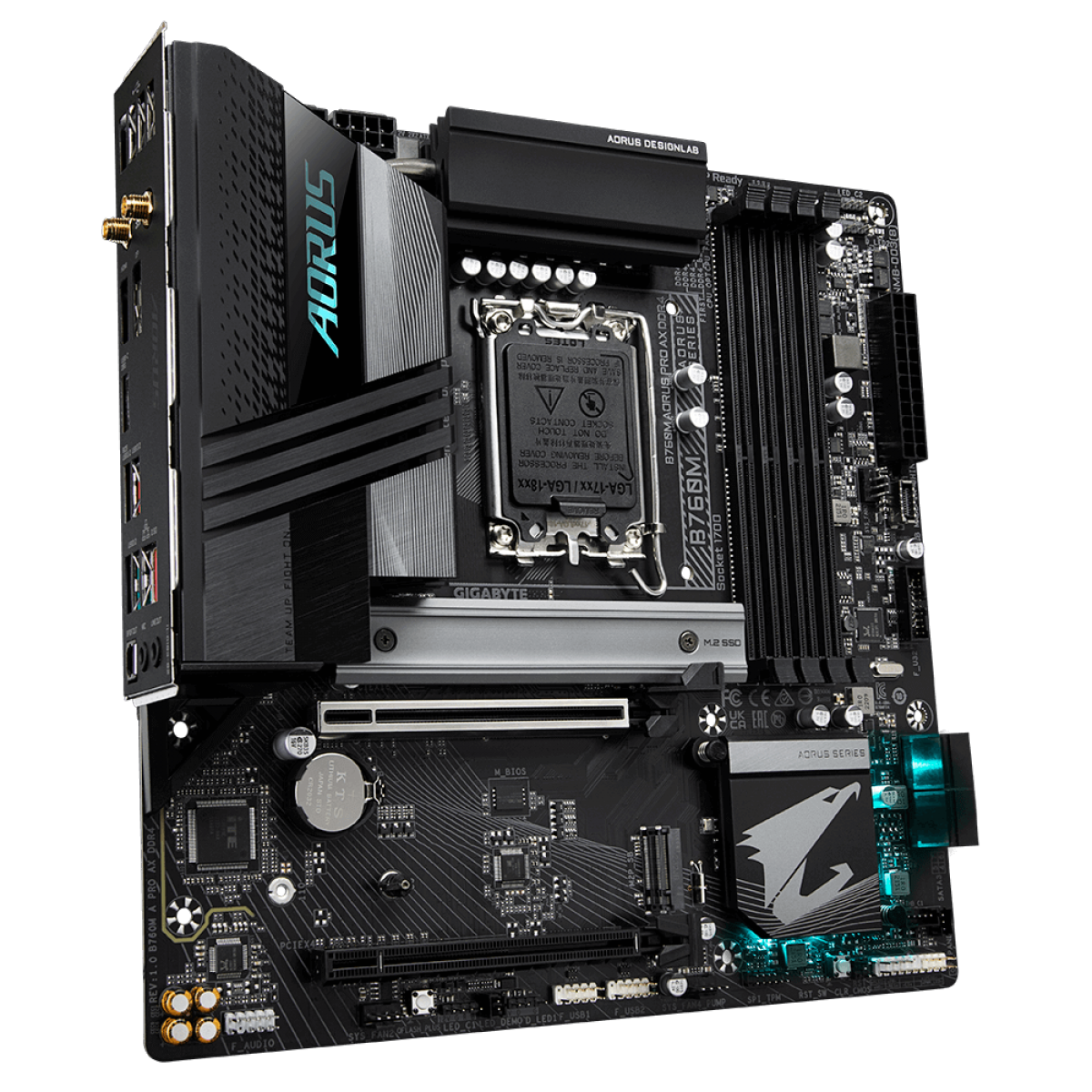 Placa Mãe Gigabyte B760M Aorus Pro AX DDR4, Chipset B760, Intel LGA 1700, mATX, DDR4