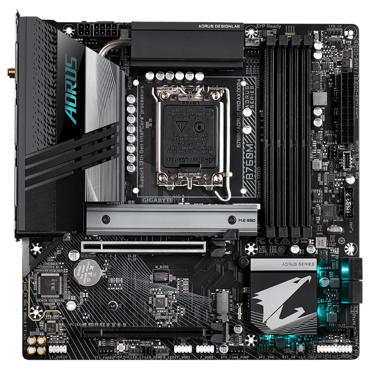 Placa Mãe Gigabyte B760M Aorus Pro AX DDR4, Chipset B760, Intel LGA 1700, mATX, DDR4