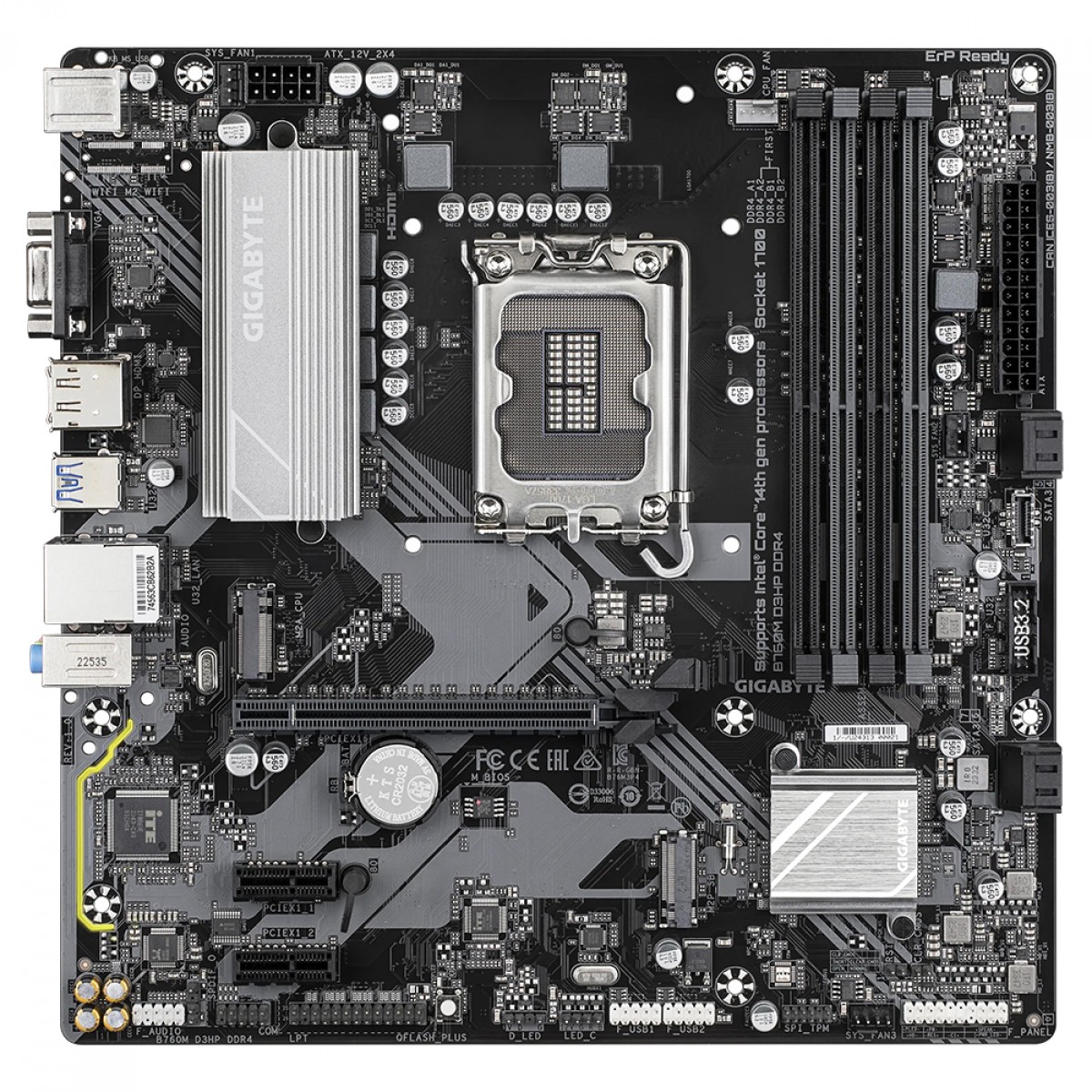 Placa Mãe Gigabyte B760M D3HP, Chipset B760, Intel LGA 1700, mATX, DDR4