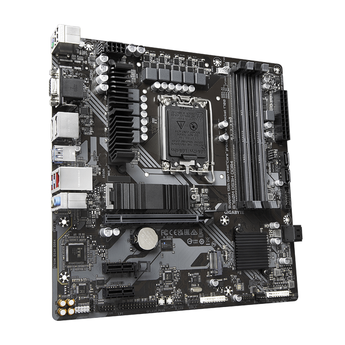 Placa Mãe Gigabyte B760M DS3H DDR4, Chipset B760, Intel LGA 1700, mATX, DDR4 - Open Box