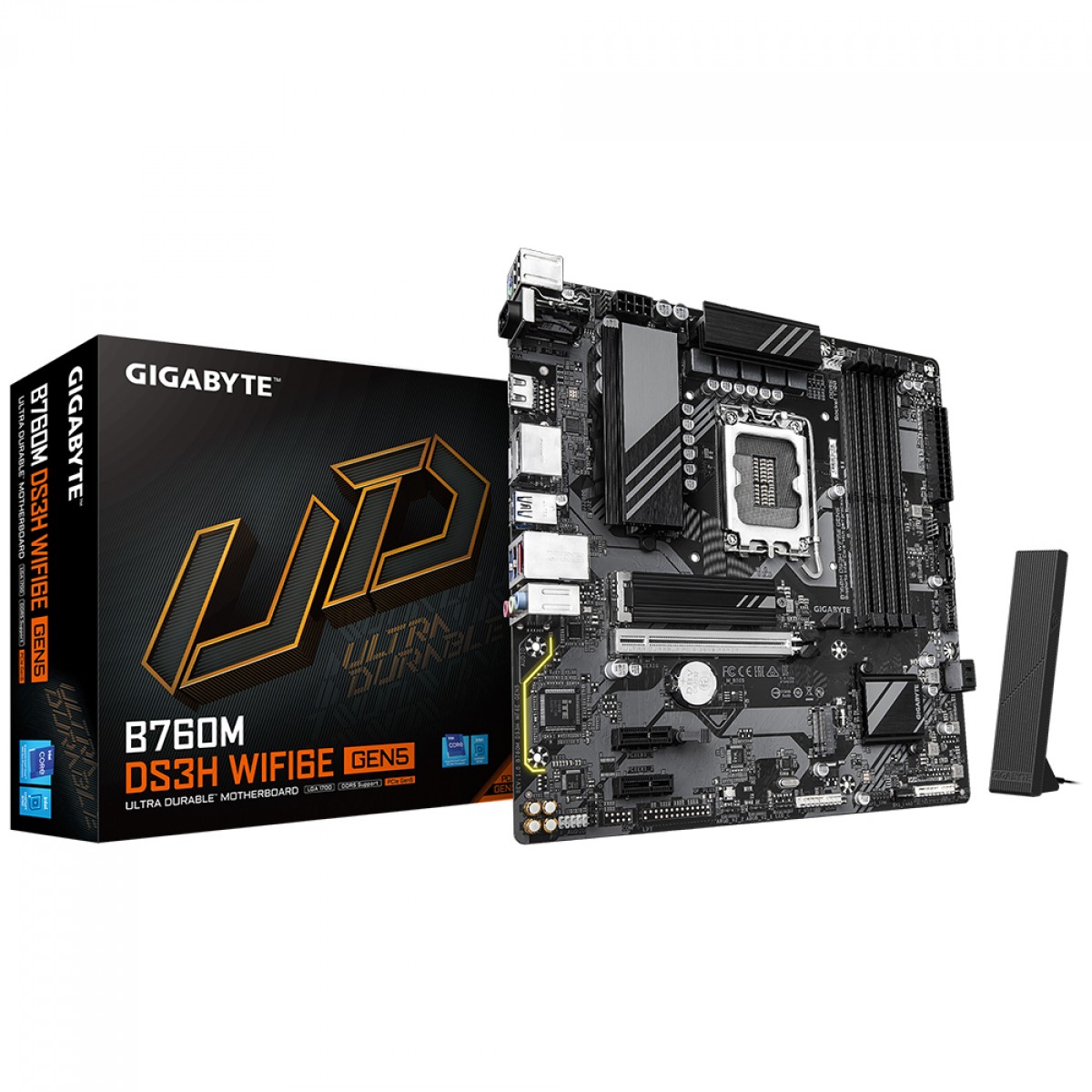 Placa Mãe Gigabyte B760M DS3H WIFI6E GEN5, Chipset B760, Intel LGA 1700, M-ATX, DDR5