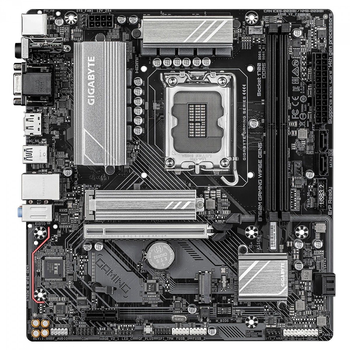 Placa Mãe Gigabyte B760M Gaming WIFI6E GEN5, Chipset B760, Intel LGA 1700, mATX, DDR5