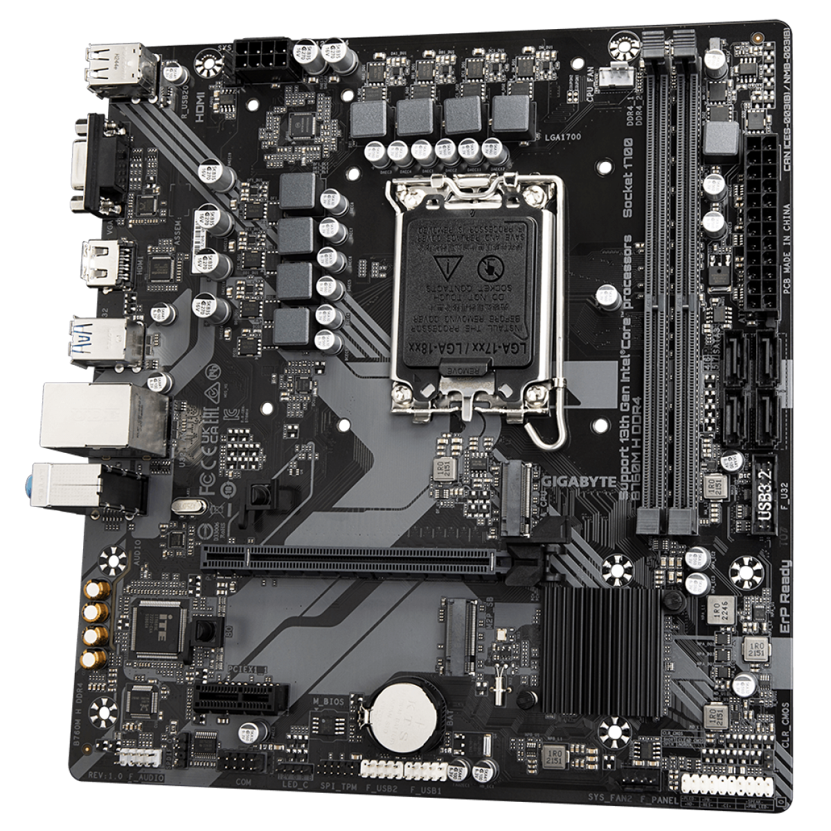 Placa Mãe Gigabyte B760M H DDR4, Chipset B760, Intel LGA 1700, MATX, DDR4