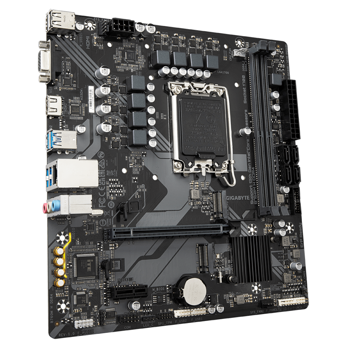 Placa Mãe Gigabyte B760M H DDR4, Chipset B760, Intel LGA 1700, MATX, DDR4