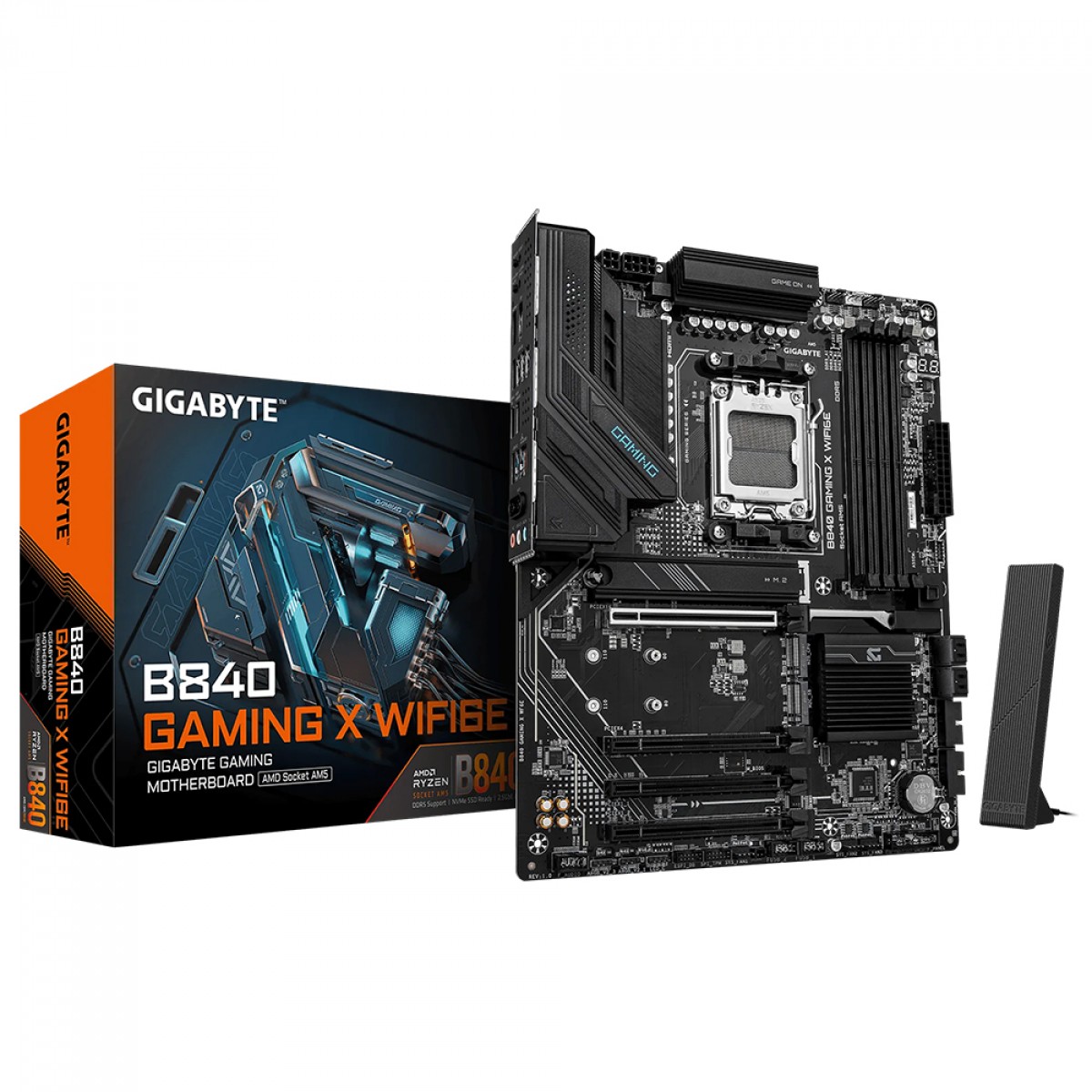 Placa Mãe Gigabyte B840 Gaming X WIFI6E, Chipset B840, AMD AM5, ATX, DDR5