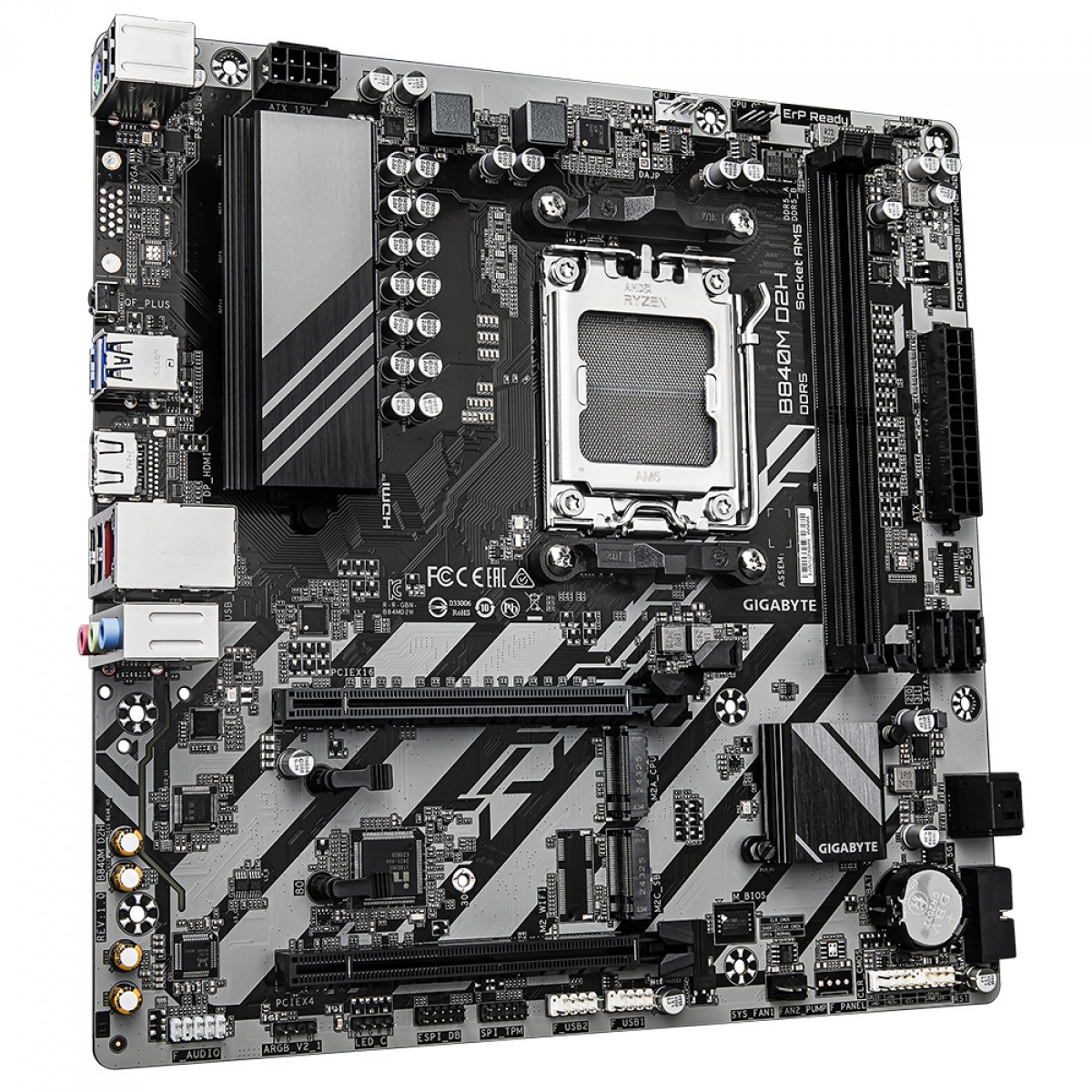 Placa Mãe Gigabyte B840M D2H, Chipset B840, AMD AM5, MATX, DDR5