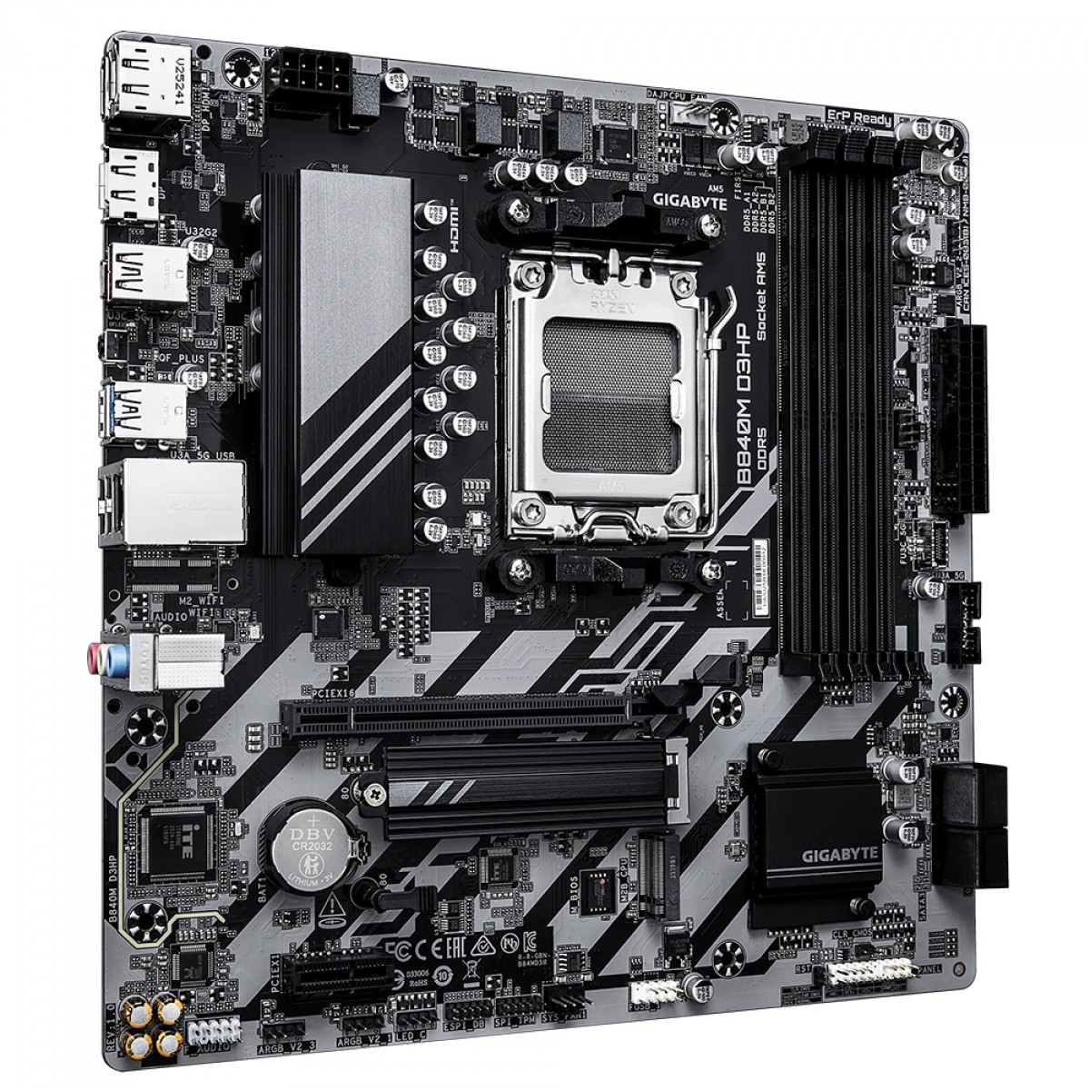 Placa Mãe Gigabyte B840M D3HP, Chipset B840, AMD AM5, mATX, DDR5