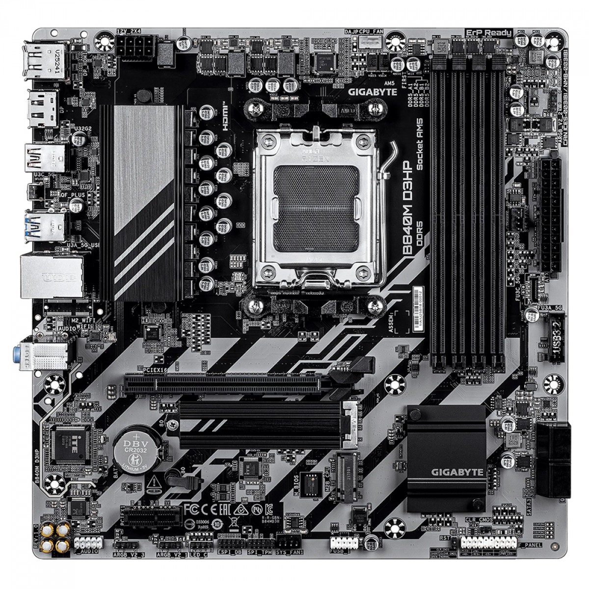 Placa Mãe Gigabyte B840M D3HP, Chipset B840, AMD AM5, mATX, DDR5