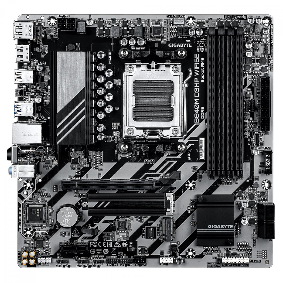 Placa Mãe Gigabyte B840M D3HP WiFi6E, Chipset B840, AMD AM5, mATX, DDR5