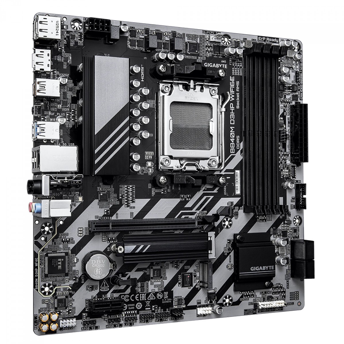 Placa Mãe Gigabyte B840M D3HP WiFi6E, Chipset B840, AMD AM5, mATX, DDR5