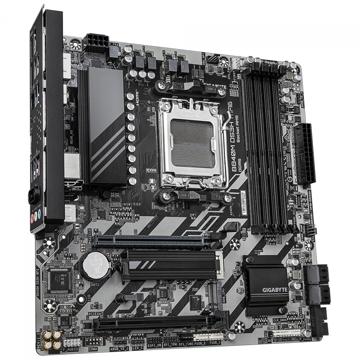 Placa Mãe Gigabyte B840M DS3H WIFI6, Chipset B840, AMD AM5, M-ATX, DDR5