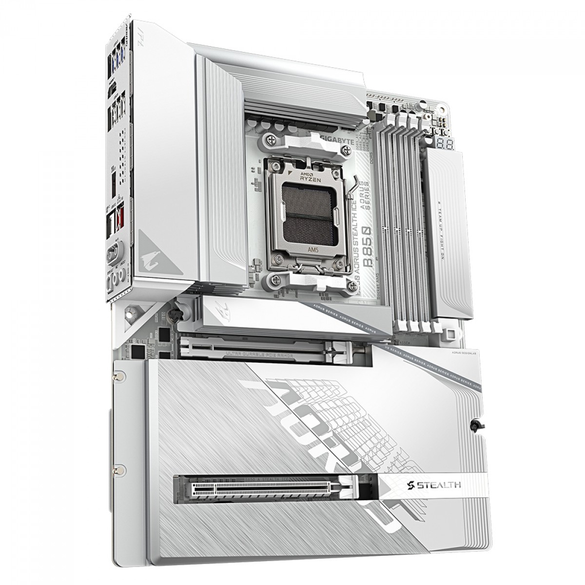 Placa Mãe Gigabyte B850 AORUS STEALTH ICE, Chipset B850, AMD AM5, ATX, DDR5