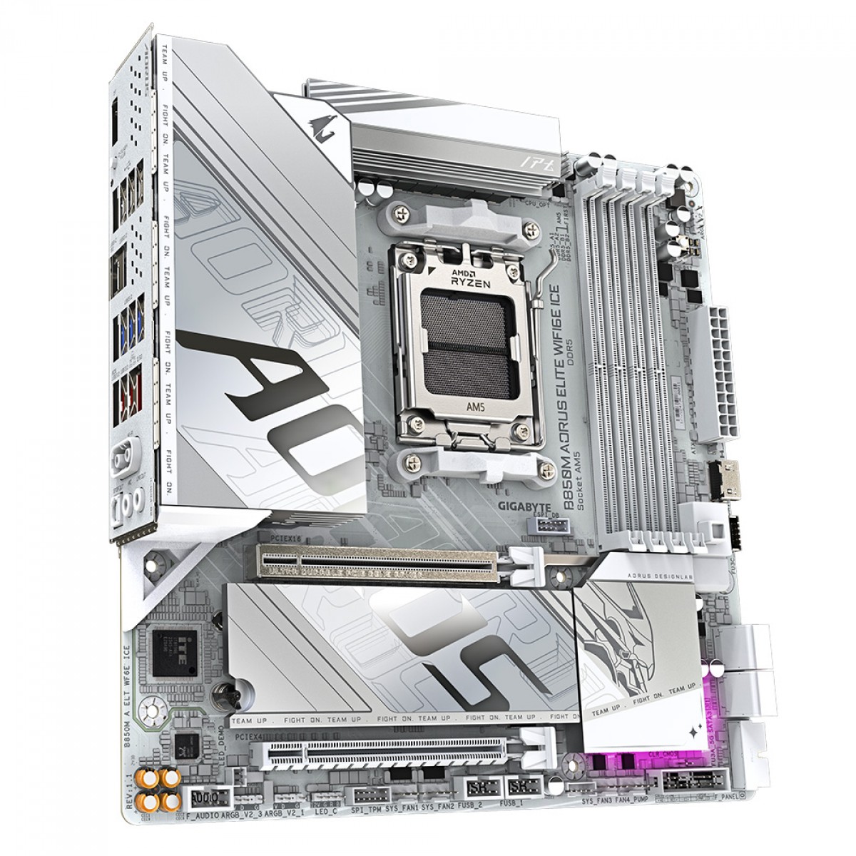 Placa Mãe Gigabyte B850M AORUS Elite WIFI6E ICE, Chipset B850, AMD AM5, MATX, DDR5
