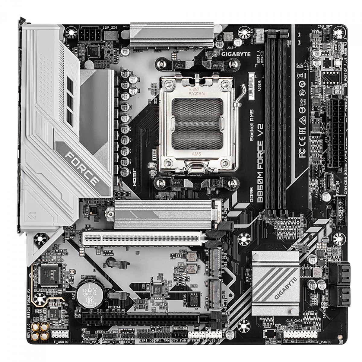 Placa Mãe Gigabyte B850M FORCE V2, Chipset B850, AMD AM5, MATX, DDR5