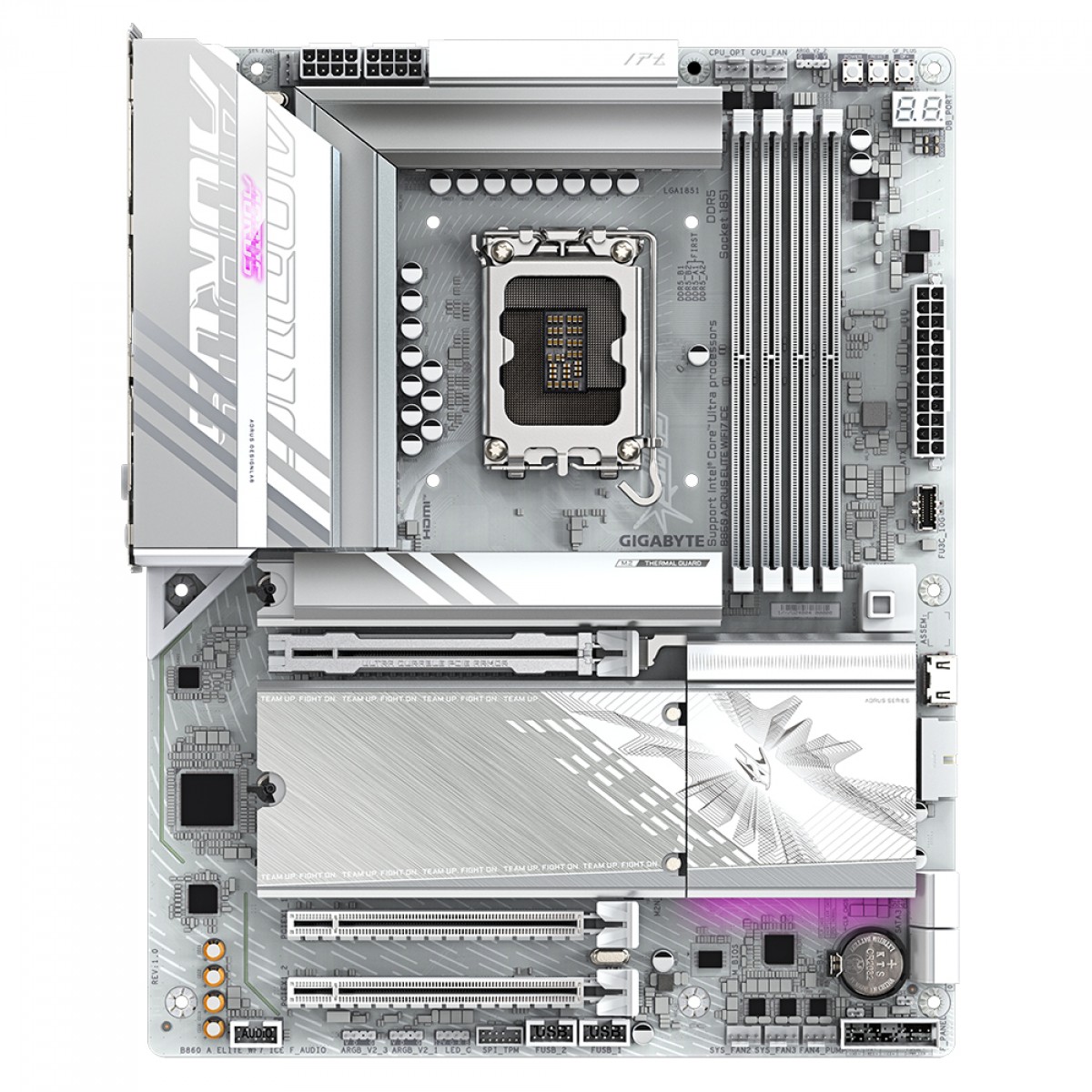 Placa Mãe Gigabyte B860 AORUS ELITE WIFI7 ICE, Chipset B860, Intel LGA 1851, ATX, DDR5