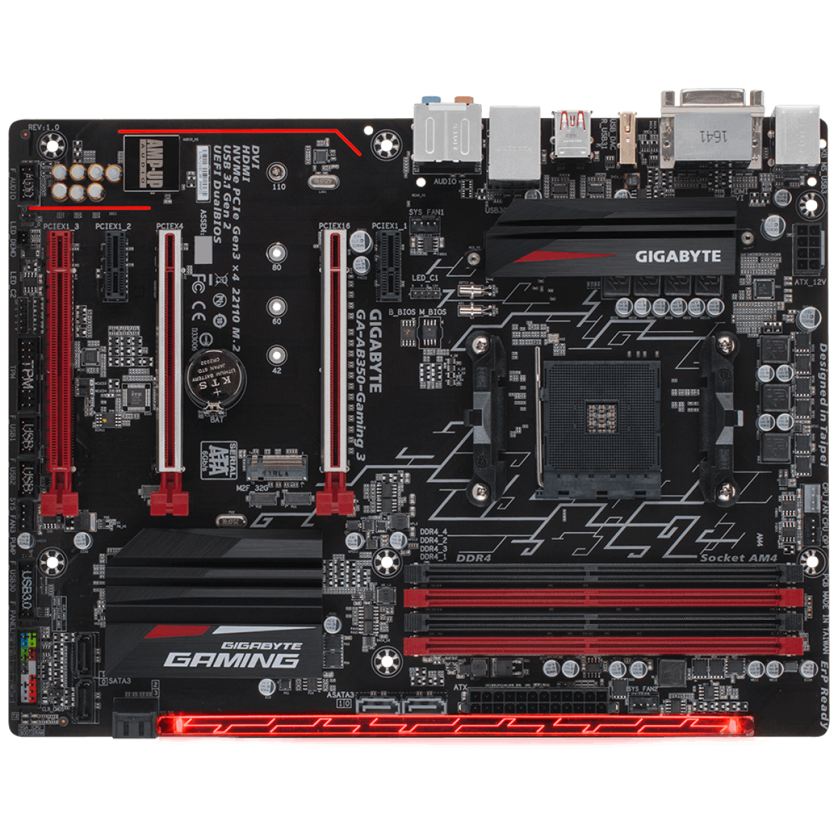 Placa Mãe Gigabyte GA-AB350-GAMING 3, Chipset B350, AMD AM4, ATX, DDR4