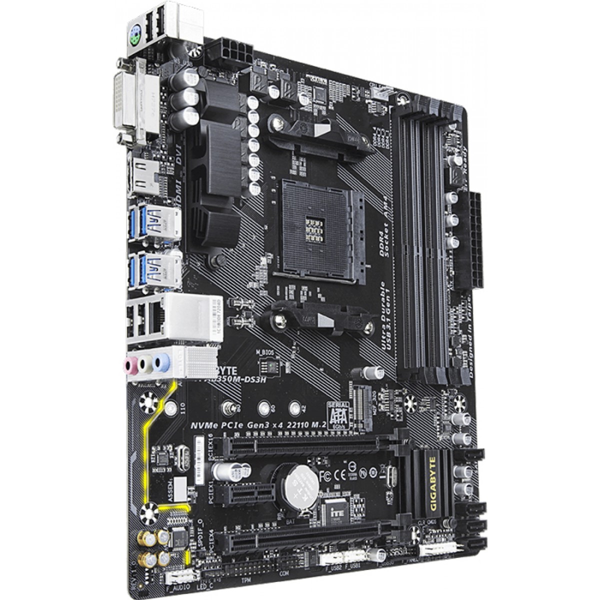 Placa Mãe Gigabyte GA-AB350M-DS3H, Chipset B350, AMD AM4, mATX, DDR4