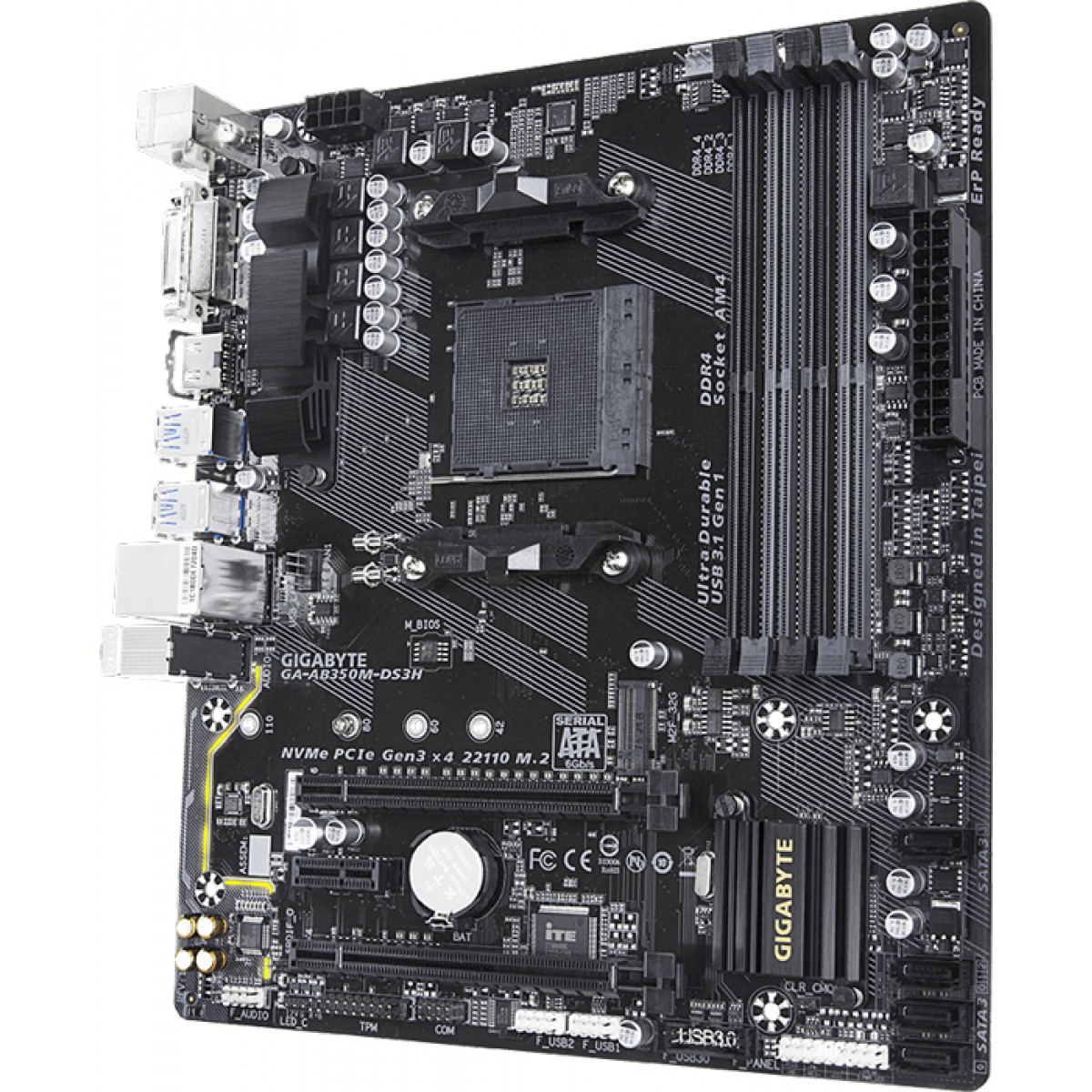 Placa Mãe Gigabyte GA-AB350M-DS3H, Chipset B350, AMD AM4, mATX, DDR4