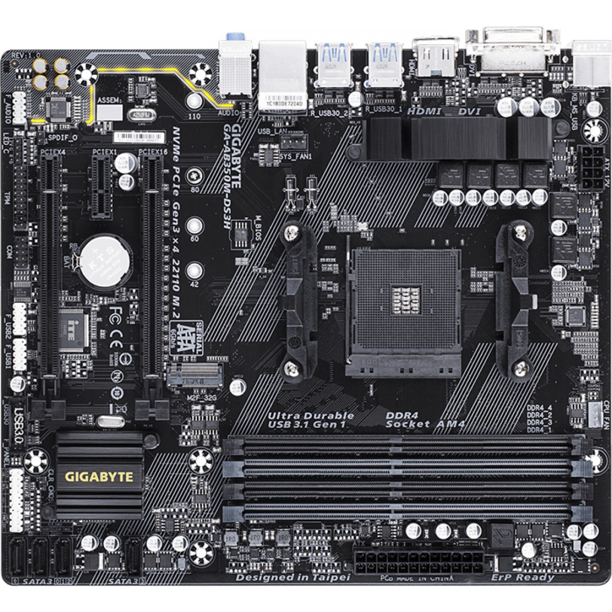 Placa Mãe Gigabyte GA-AB350M-DS3H, Chipset B350, AMD AM4, mATX, DDR4