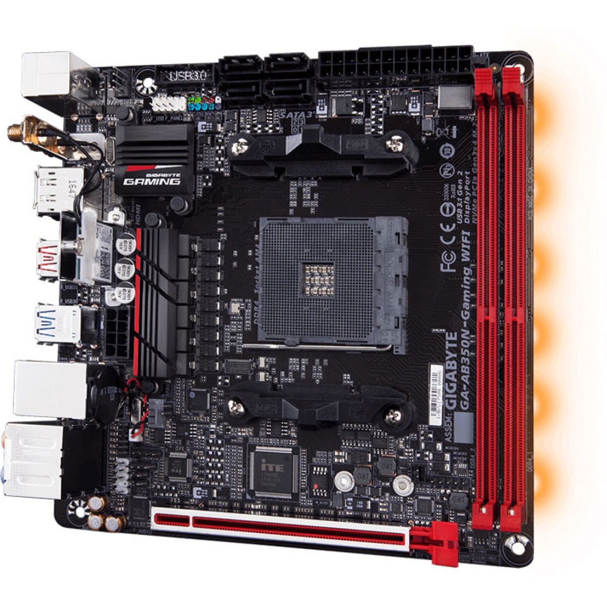 Placa Mãe Gigabyte GA-AB350N-Gaming WIFI, Chipset B350, AMD AM4, mITX, DDR4