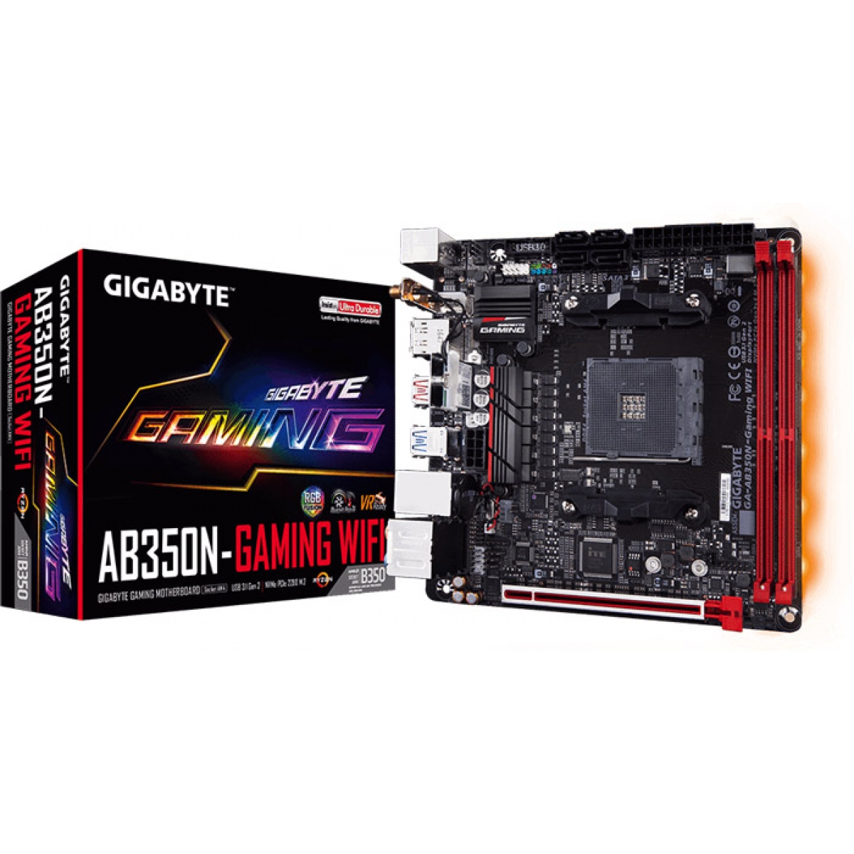 Placa Mãe Gigabyte GA-AB350N-Gaming WIFI, Chipset B350, AMD AM4, mITX, DDR4