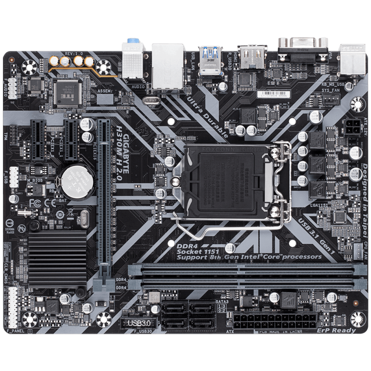 Placa Mãe Gigabyte H310M H 2.0, Chipset H310, Intel LGA 1151, mATX, DDR4